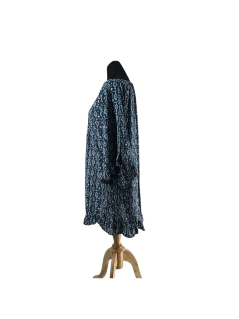 Roxy Blackbird Dress Blue Boho Floral Print beach cover up surf sz sm - Picture 10 of 12